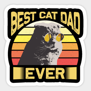 Best Cat Dad Ever Vintage Retro Sunset Sticker